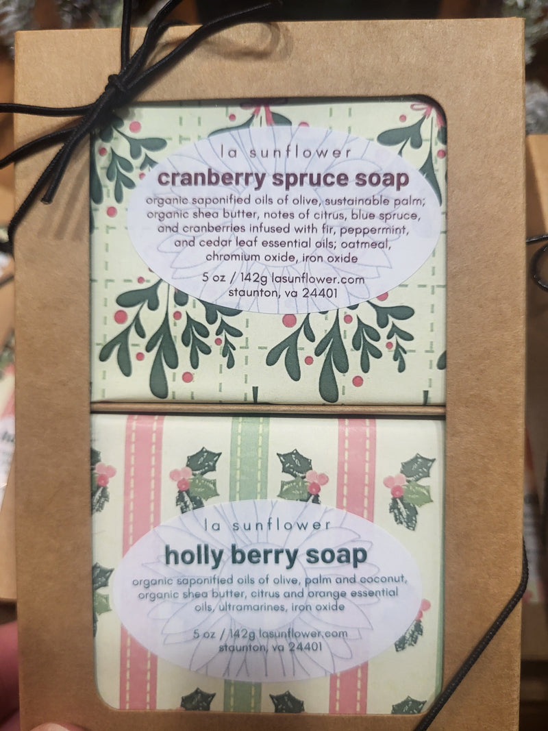 Christmas Soap Duo: Cranberry Spruce + Holly Berry
